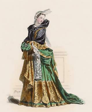 Dame De Qualité, En Écharpe, Règne De Louis XIV, D´Après Bonnart, 1682