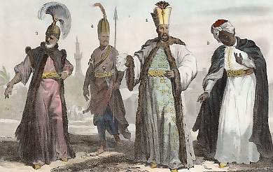 Sultan, Capitaine Des Gardes, Chef Des Eunuques Noirs, Pages Du Grand Seigneur, Costumes Turcs En 18