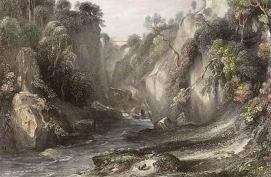Scene on the Devon, at the Rumbling Bridge