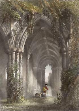 Dryburgh Abbey, the Grave of Scott