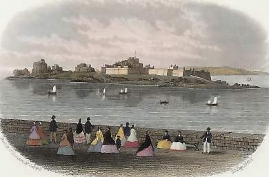 The Hermitage & Elizabeth Castle from Albert Pier, Jersey