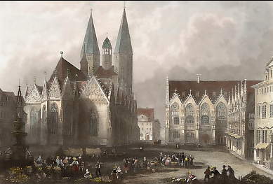 Braunschweig, Der Altstadtmarkt Mit Der Martinikirche