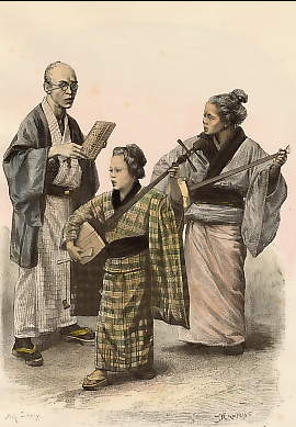 Types et Costumes: Musiciennes et Commercant Japonais