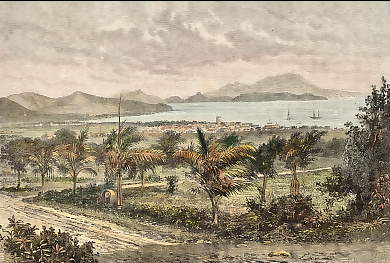 Ile Saint Christophe, Vue Prise Sur La Ville De Basse-Terre ; Au Loin L´Ile Nevis