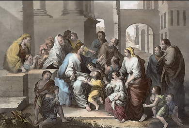 Jésus Bénissant Les Enfants, Luke XVIII, -16.
