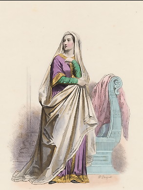 Costume Des Femmes, Règne De Charles Le Chauve, D´après Un Manuscrit Du Temps, IX Siècle 