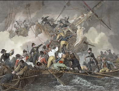 The Cutting Out of the Corvette La Chevrette, from the Bay of Camaret on the Night of July  21st 1801
