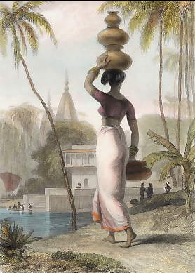 Femme Indienne Portant De L´Eau Du Gange