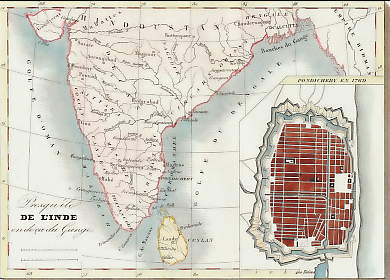 Presqu´Île De L´Inde En Deca Du Gange  & Pondichéry En 1769 