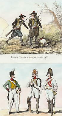 Basques Francais, Compagnie Franche, 1793 ; Troupes Espagnoles (Artilleur, Fusilier Regt. D´Estramadure, Dragon De Zamora)