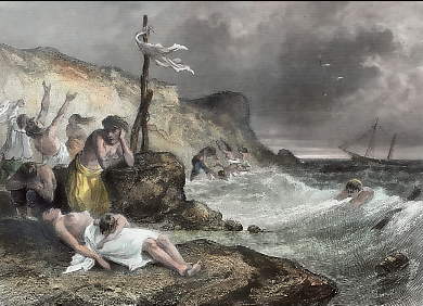 Naufragés Du Waterloo Dans La Baie De La Table, Août 1842 