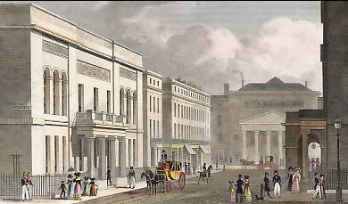 United Service Military Club House, Haymarket Theatre & Part of the Opera Colonade, from Regent Street 
