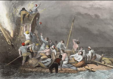 (Rescuing the Crew from the Burning Vessel)