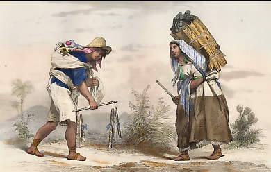 Types Mexicains: Indien Revenant Du Marché, La Marchande De Charbon  