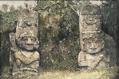 Piliers D´un Temple Indien De San Augustin 