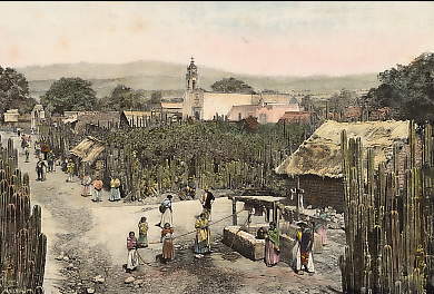 Village Indien, Vue Prise Au Pueblo De Huexoculco, Province De Mexico
