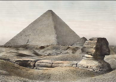 Sphynx Und Grosse Pyramide Bei Gizeh