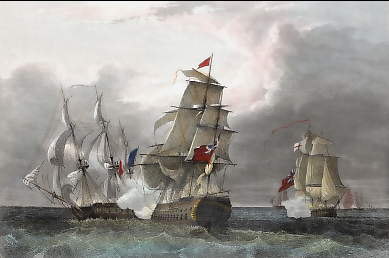 Combat De La Frégate Francaise La Canonnière Contre Le Vaisseau Anglais Le Tremendous, 21 Avril 1806 