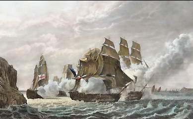 Combat Du Vaisseau Francais Le Romulus Contre Trois Vaisseaux Anglais à L´Entrée De La Rade De Toulon, 13 Février 1814 