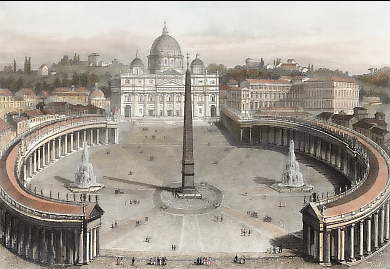 Rome, Vue De L´Église St Pierre et De La Place Du Vatican 