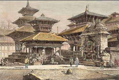 Katmandou, Temples Situés En Face Du Palais Du Roi