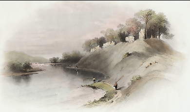 Roxburgh Castle, Looking Up the River Teviot 