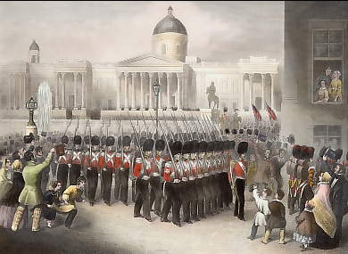 Departure of the Grenadier Guards from Trafalgar Square, Feb. 22, 1854, on Their Route to the East