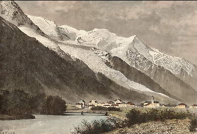 La Chaîne Du Mont Blanc et Chamonix, Vue Du Bord De L´Arveiron