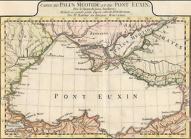 Carte Du Palus Méotide et Du Pont Euxin , Pour Le Voyage Du Jeune Anacharsis, 1781