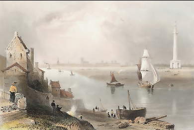 Yarmouth, with Nelson´s Monument, from the Lowestoft Road