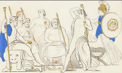 Achille transporté De Colère Contre Agamemnon, Veut Le Percer De Son Épée, Minerve Arrête Son Courroux