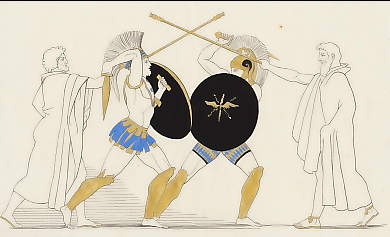 Talthibius, Héraut Des Grecs, et Idaeus, Héraut Des Troyens, Suspendent Le Combat D´Hector Contre Ajax 