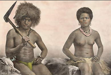 Nouvelle Calédonie, Homme et Jeune Femme Kanakes