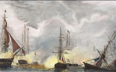 Combat Contre Les Anglais D´une Division De Canonnières Francaises En 1811