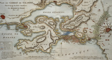 Plan Du Combat De Salamine, Pour Le Voyage Du Jeune Anacharsis, Mars 1785