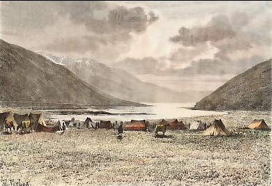 Bords Du Lac De Pangkong, Campement De L´expédition Anglaise De 1871