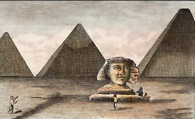 Vue Des Trois Grandes Pyramides et Du Grand Sphinx