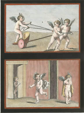 Cupid in a Chariot Being Pulled By Two Other Cupids,  Cupids Playing Hide and Seek