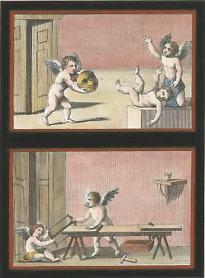 Cupid Frightens Two Other Cupids with a Mask of Mormolyce, Cupids as Carpenters