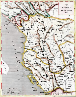 Carte De L´Albanie et Du Montenegro, 1854