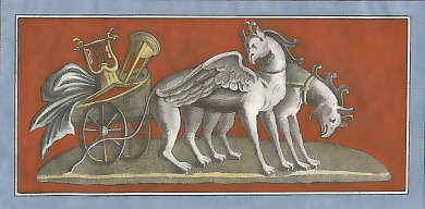 Chariot with the Attributes of Apollo Pulled By Griffins