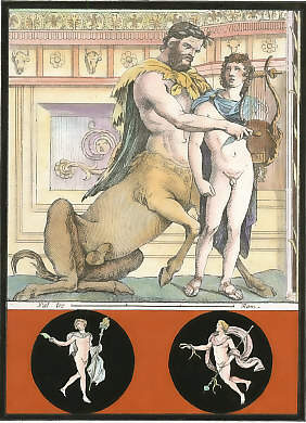 Centaur Chiron teaching Achilles to play Lyre
