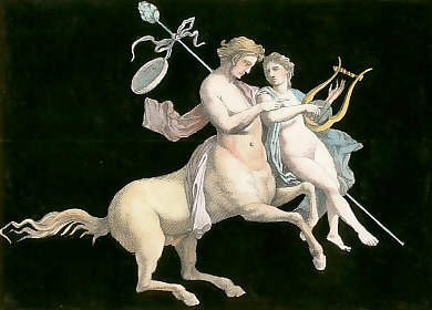 Centaur teaching Achilles to play Lyre