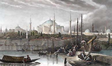 Constantinopel Und Die Sophienkirche Von Bosphorus Aus  
