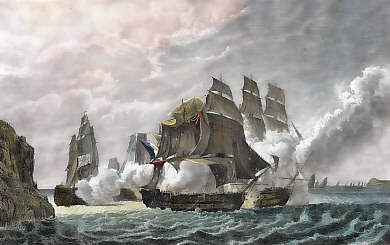 Combat Du Vaisseau Francais Le Romulus Contre Trois Vaisseaux Anglais à L´Entrée De La Rade De Toulon, 13 Février 1814