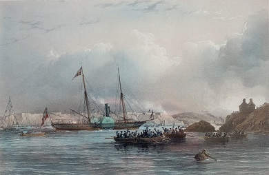The Departure of the Royal Yatcht Passing Between Drake´s Island and the Hoe
