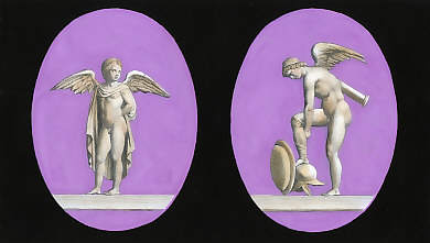 Pierre Gravée Antique: Cupidon Armé D´un Arc, Cupidon Captif