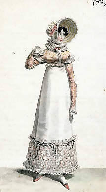 Costume Parisien: Chapeau De Tulle. Canezou De Mousseline brodé Sur Un Tranparent