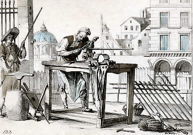 Serrurier posant la grille de la terrasse des Tuileries en 1807
