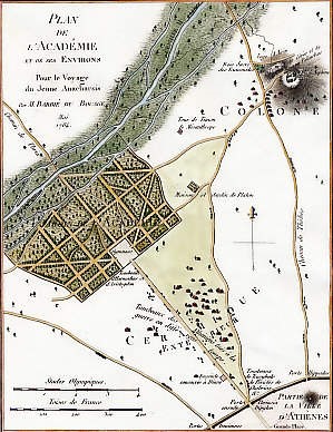 Plan De L´Académie et De Ses Environs, Pour Le Voyage Du Jeune Anacharsis, Mai 1784